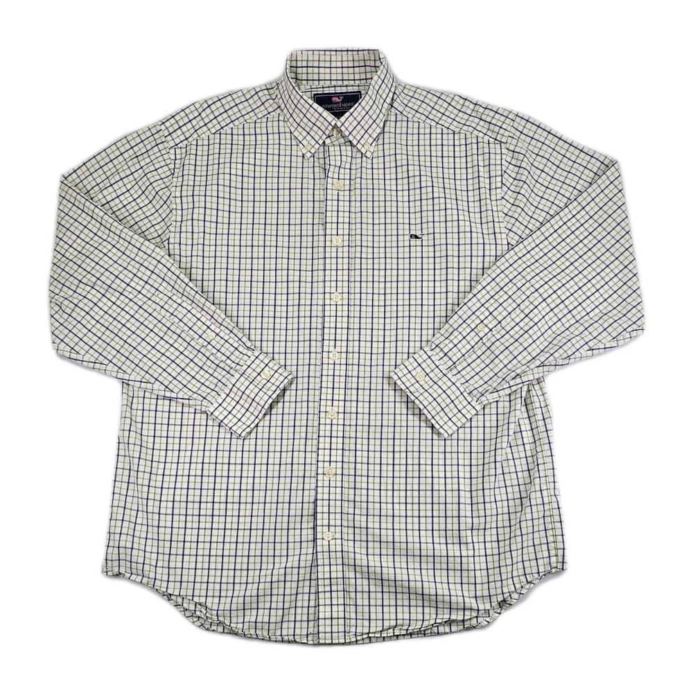 Vineyard Vines Mens Large Classic‎ Fit Whale Shirt Button Up Checkered Comfort